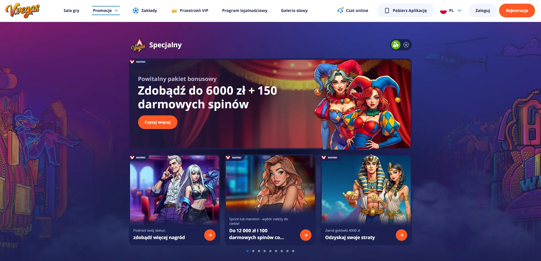 Vulkan Vegas panel gracza z funkcjami konta